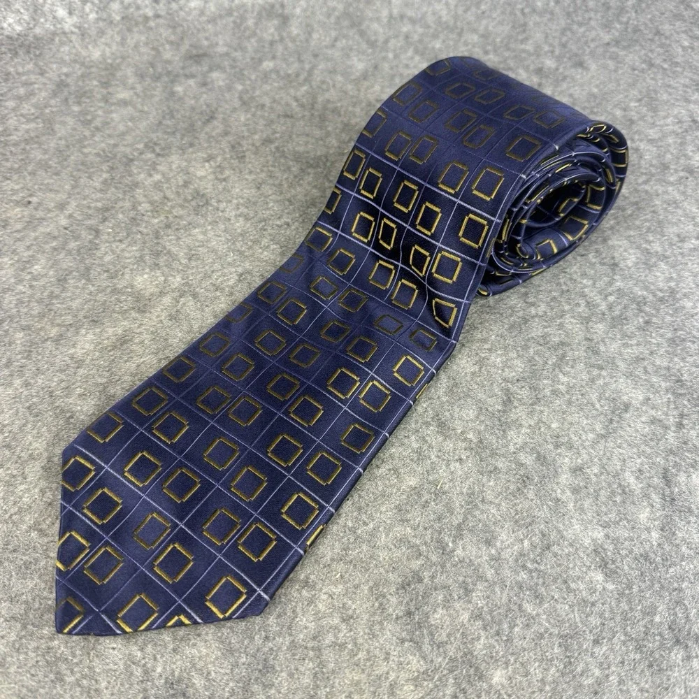 Ted Baker London Men's 100% Silk Blue And Gold Tie Tailored‎ In USA